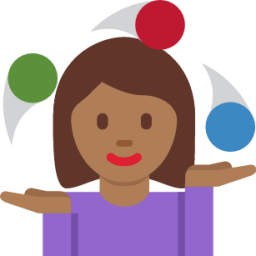 woman juggling: medium-dark skin tone emoji