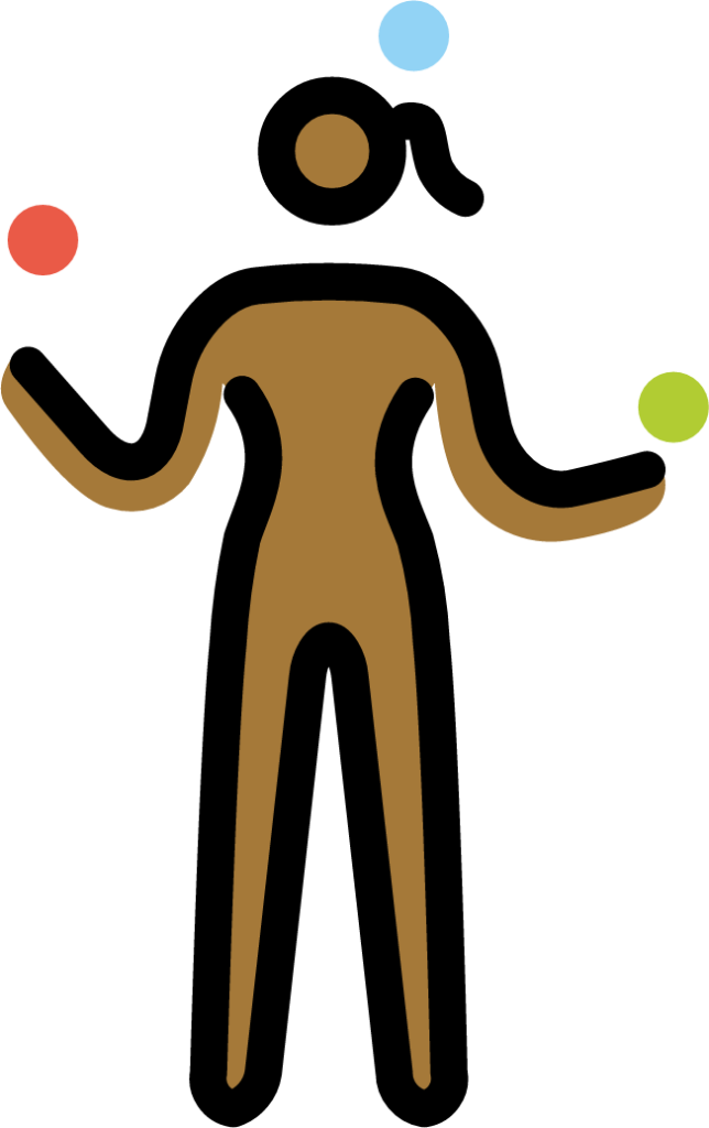 woman juggling: medium-dark skin tone emoji
