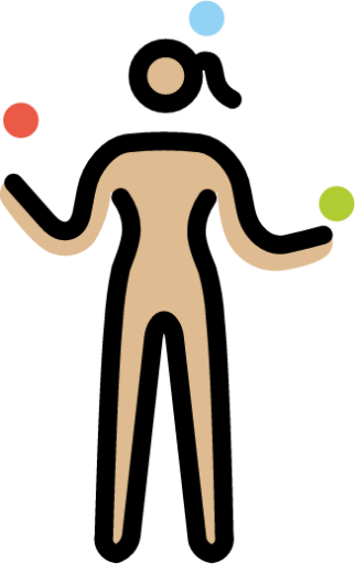 woman juggling: medium-light skin tone emoji