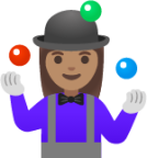 woman juggling: medium skin tone emoji
