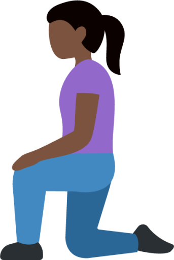 woman kneeling: dark skin tone emoji