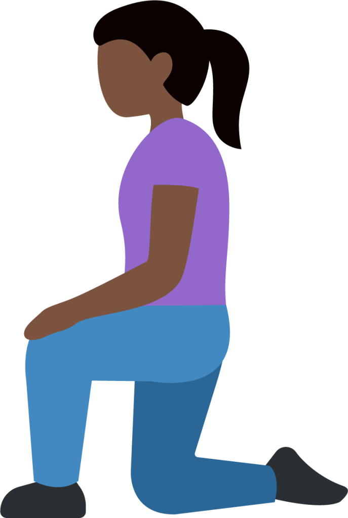 woman kneeling: dark skin tone emoji