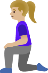 woman kneeling: medium-light skin tone emoji