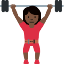woman lifting weights: dark skin tone emoji