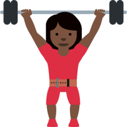 woman lifting weights: dark skin tone emoji
