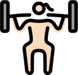 woman lifting weights: light skin tone emoji