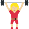 woman lifting weights: medium-light skin tone emoji