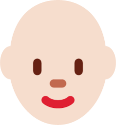 woman: light skin tone, bald emoji