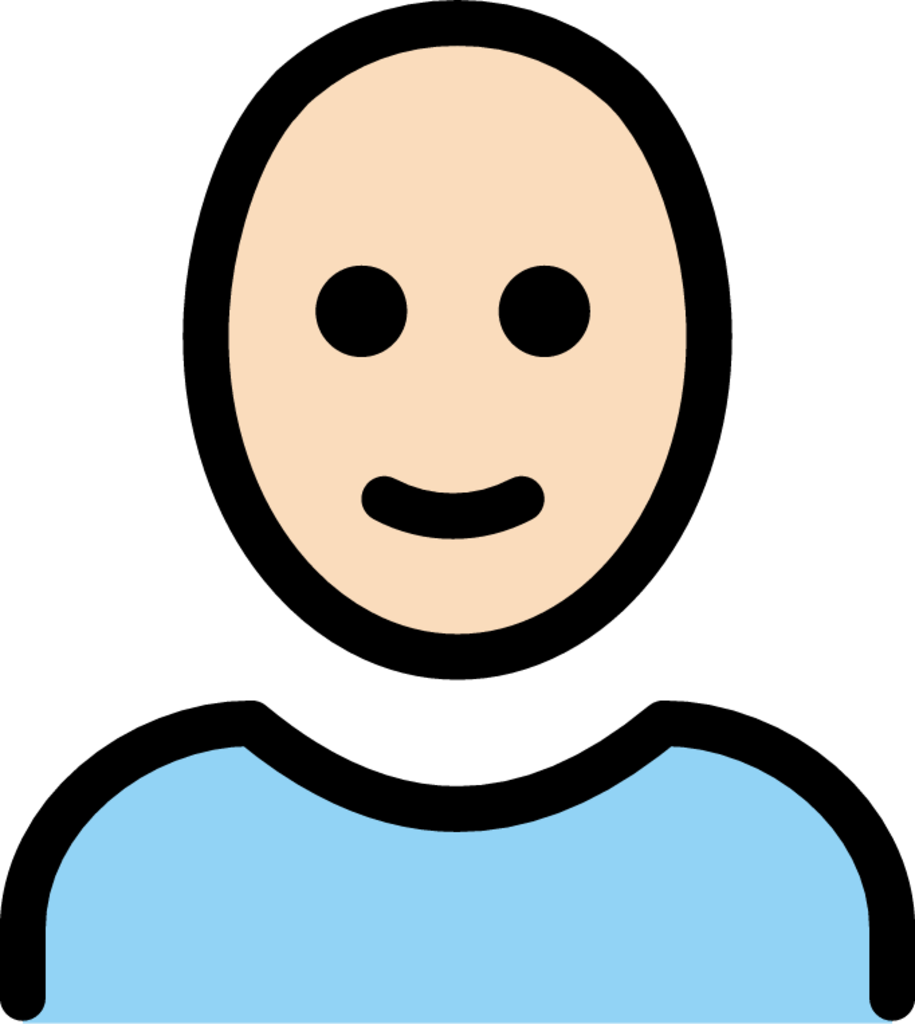 woman: light skin tone, bald emoji