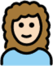 woman: light skin tone, curly hair emoji
