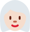 woman: light skin tone, white hair emoji