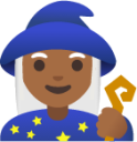 woman mage: medium-dark skin tone emoji