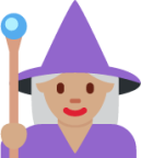 woman mage: medium skin tone emoji