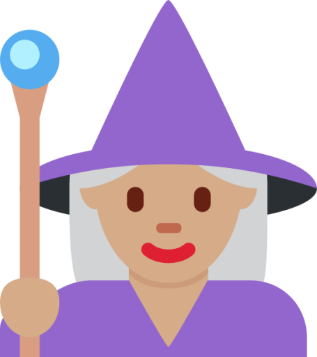 woman mage: medium skin tone emoji