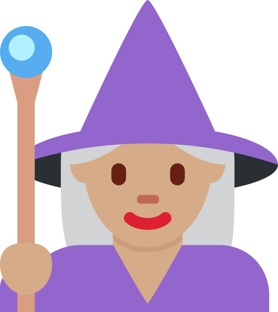 woman mage: medium skin tone emoji