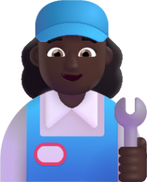 woman mechanic dark emoji