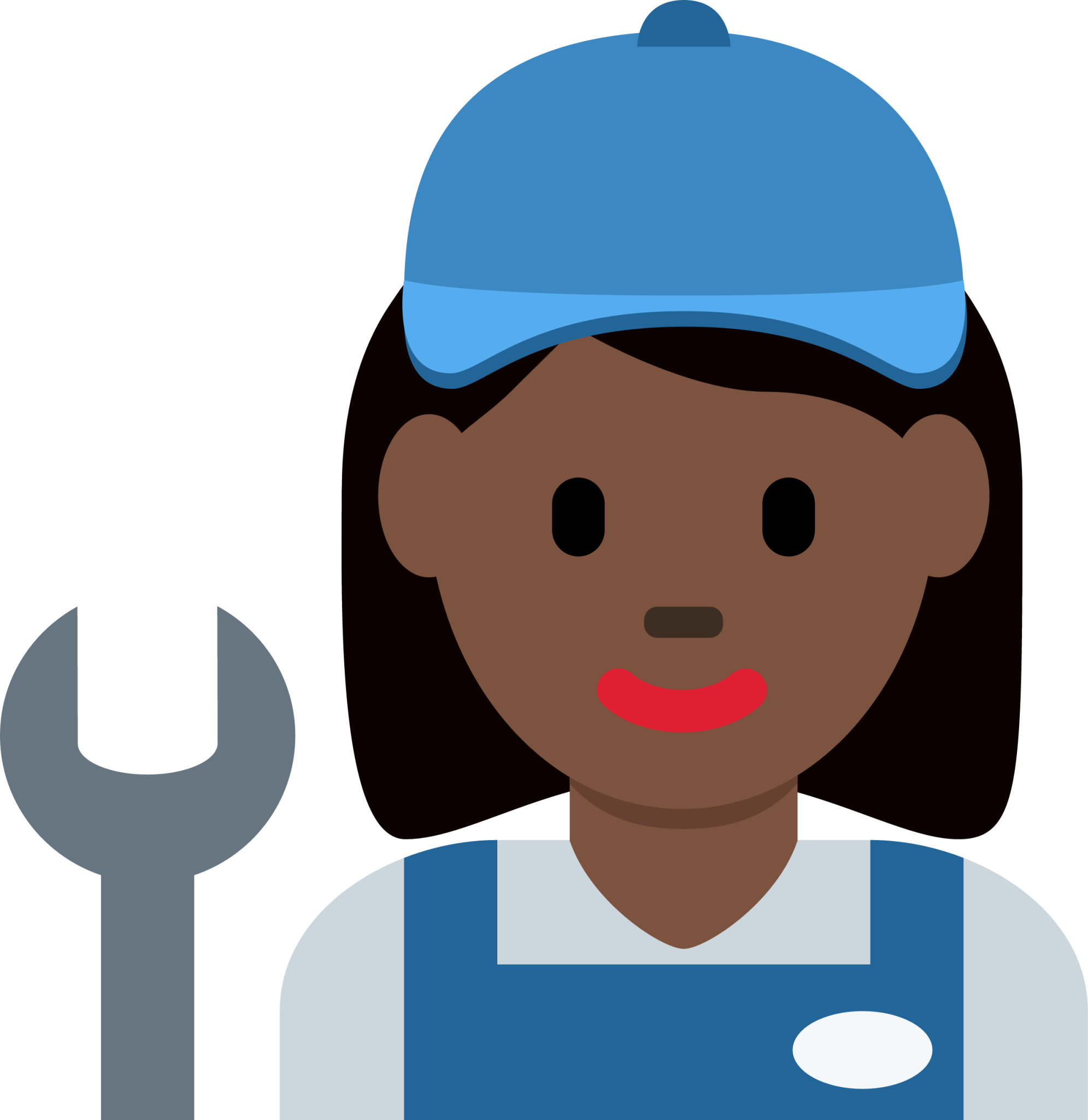 woman mechanic: dark skin tone emoji