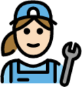 woman mechanic: light skin tone emoji