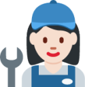 woman mechanic: light skin tone emoji