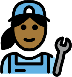 woman mechanic: medium-dark skin tone emoji