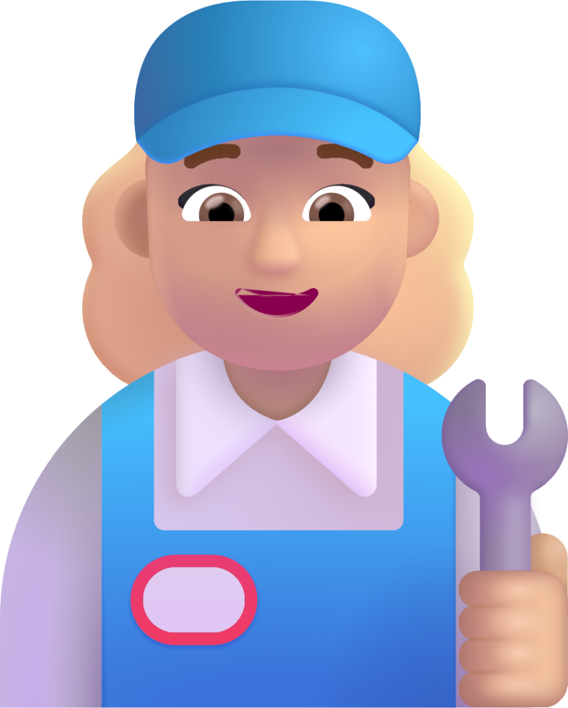 woman mechanic medium light emoji