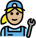 woman mechanic: medium-light skin tone emoji