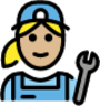 woman mechanic: medium-light skin tone emoji