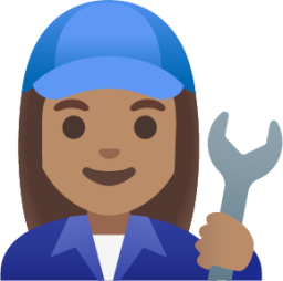 woman mechanic: medium skin tone emoji