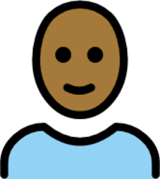 woman: medium-dark skin tone, bald emoji