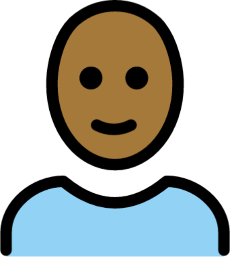 woman: medium-dark skin tone, bald emoji