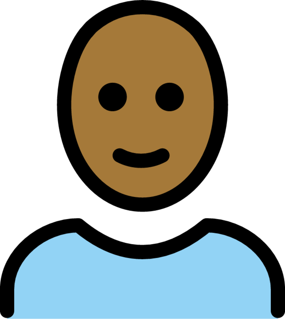 woman: medium-dark skin tone, bald emoji