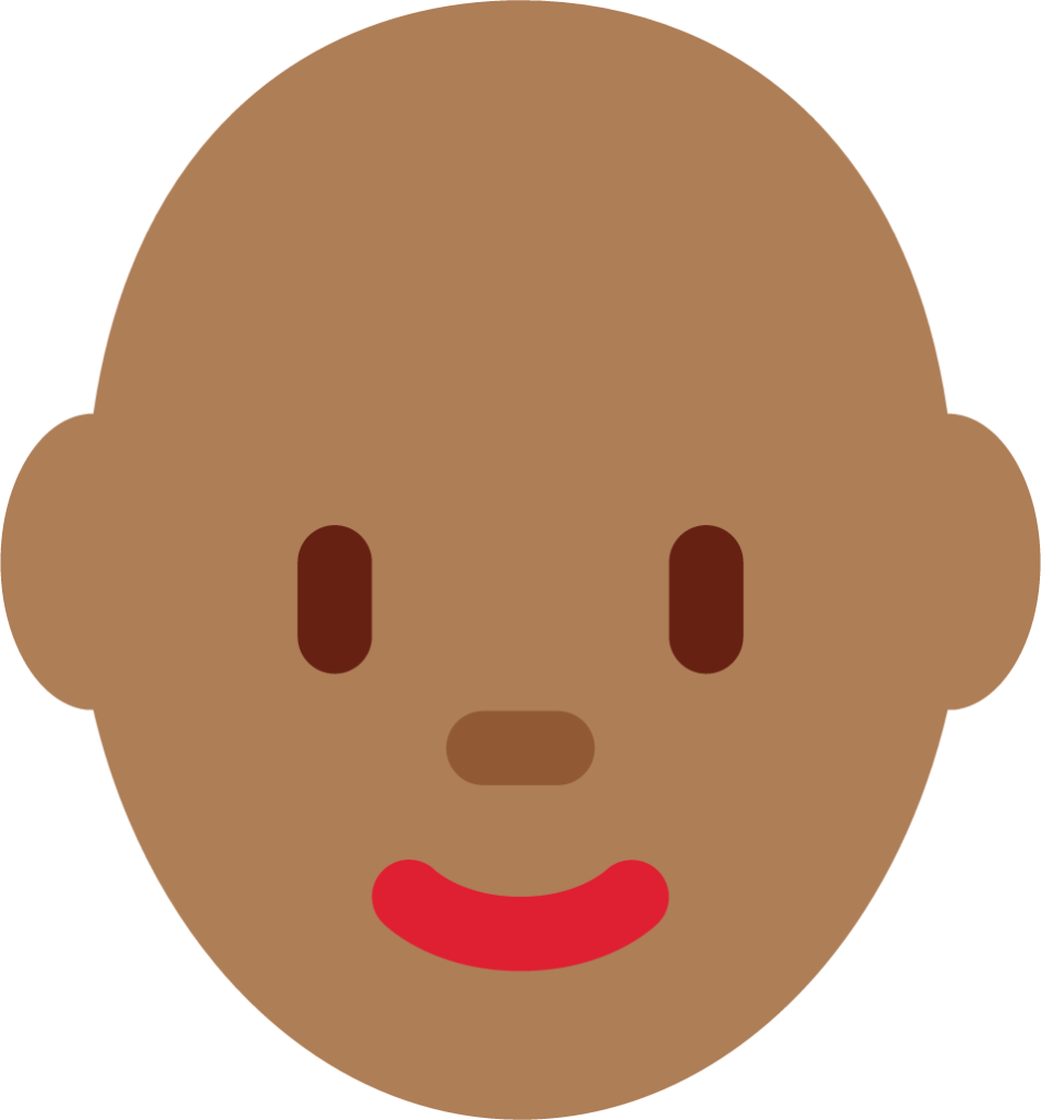 woman: medium-dark skin tone, bald emoji