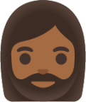 woman: medium-dark skin tone, beard emoji