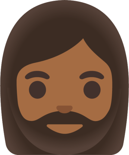 woman: medium-dark skin tone, beard emoji