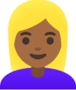 woman: medium-dark skin tone, blond hair emoji