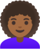 woman: medium-dark skin tone, curly hair emoji