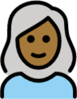 woman: medium-dark skin tone, white hair emoji