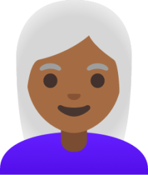 woman: medium-dark skin tone, white hair emoji