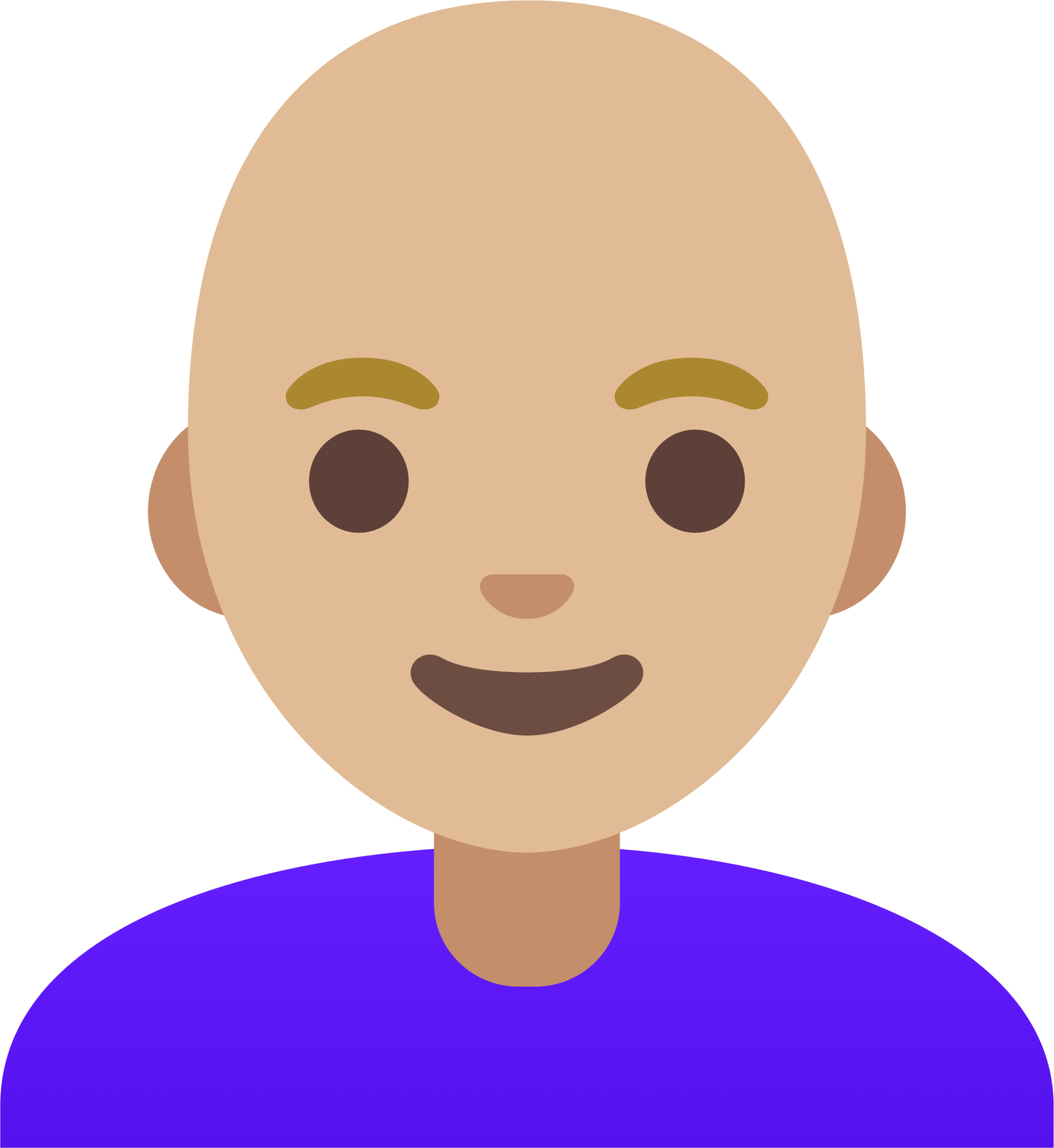 woman: medium-light skin tone, bald emoji