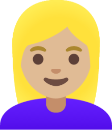 woman: medium-light skin tone, blond hair emoji