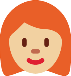 woman: medium-light skin tone, red hair emoji