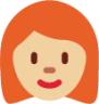 woman: medium-light skin tone, red hair emoji