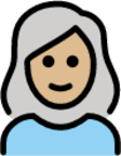 woman: medium-light skin tone, white hair emoji