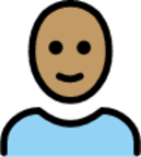 woman: medium skin tone, bald emoji