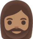 woman: medium skin tone, beard emoji