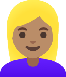 woman: medium skin tone, blond hair emoji