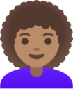 woman: medium skin tone, curly hair emoji