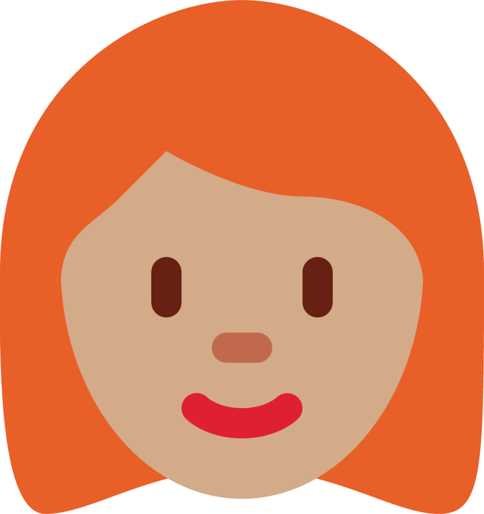 woman: medium skin tone, red hair emoji