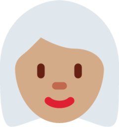 woman: medium skin tone, white hair emoji