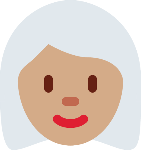 woman: medium skin tone, white hair emoji